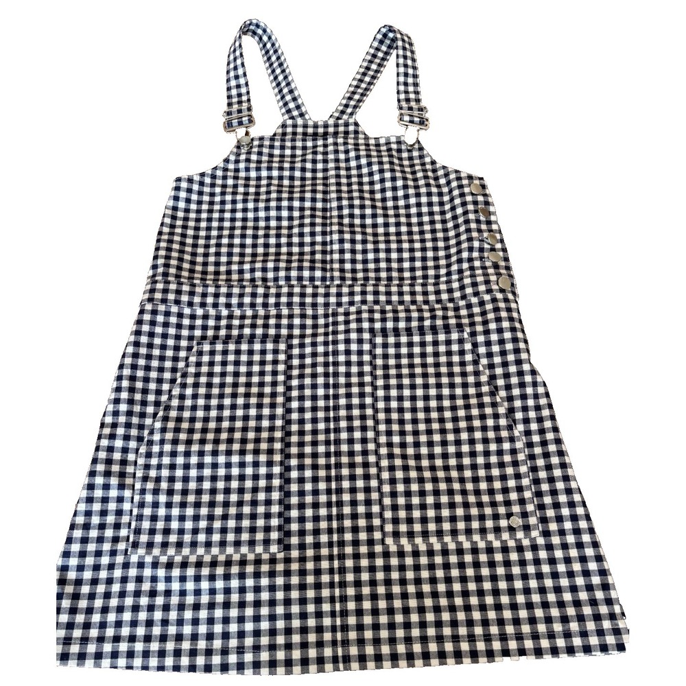 Volcom Georgia May Jagger Frochickie Blue Gingham Overall Mini Dress Sz small
